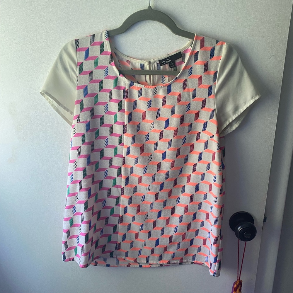Neon Geometric Modern Blouse sz Small